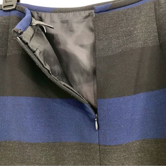 Tahari Blue Gray Black Horizontal Stripe Career Pencil Skirt - Picture 11 of 13